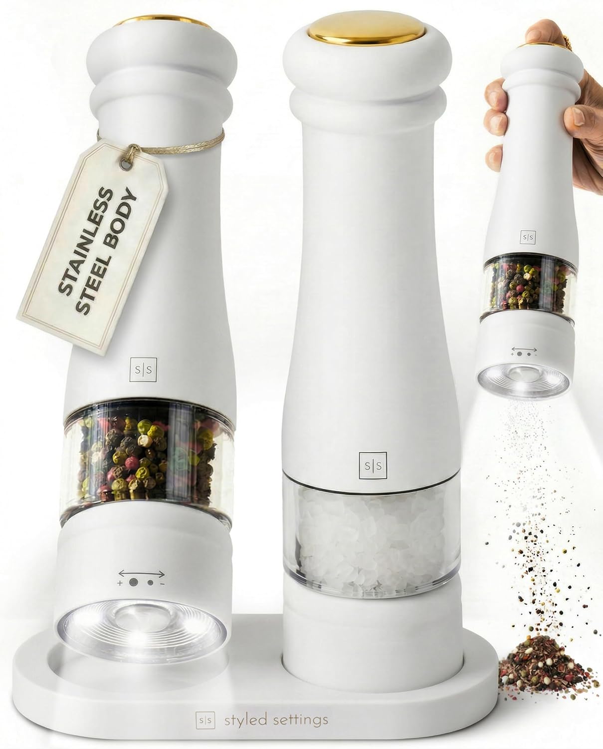 Juego molinillo sal y pimienta acero inox automatico