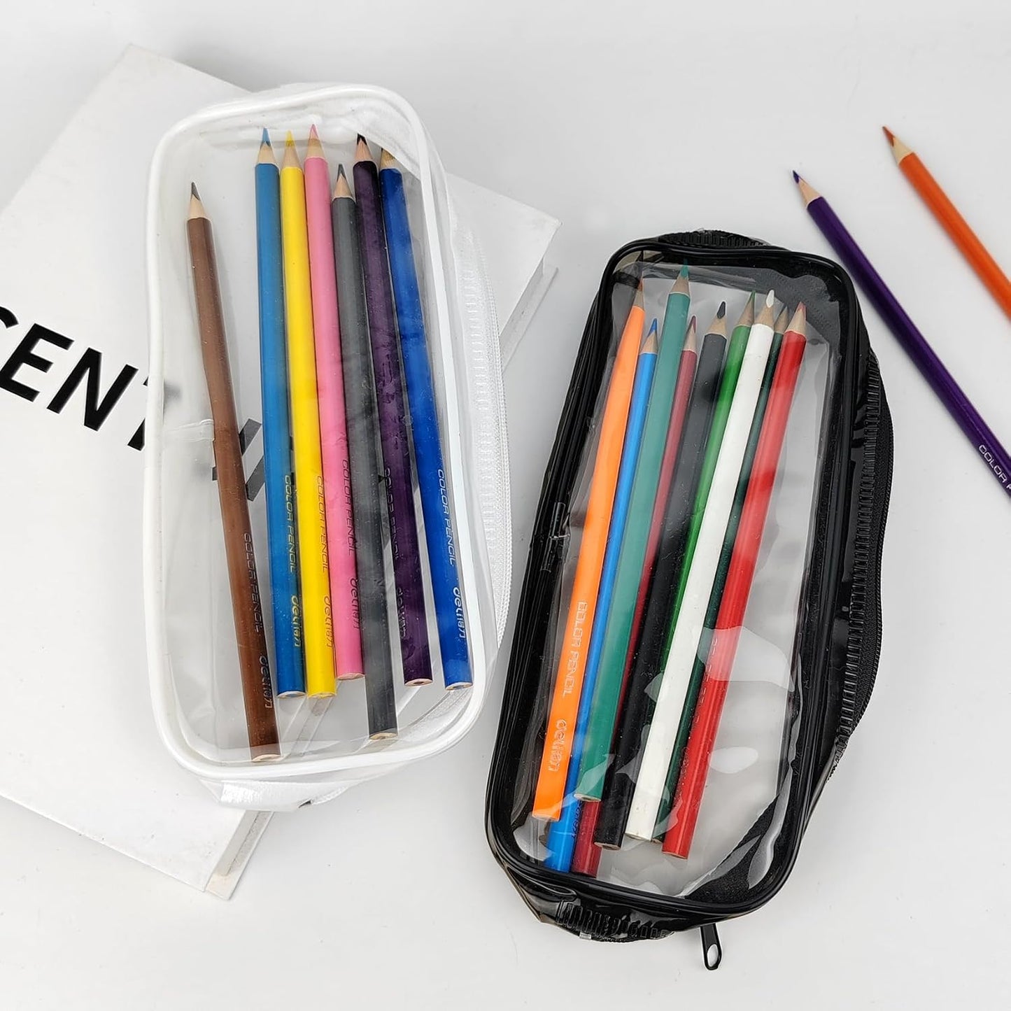 2 Pzas Bolsas Plástico Transparente para Maquillaje y Viaje