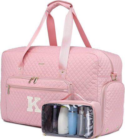 Bolsa viaje fin de semana rosa letra K grande