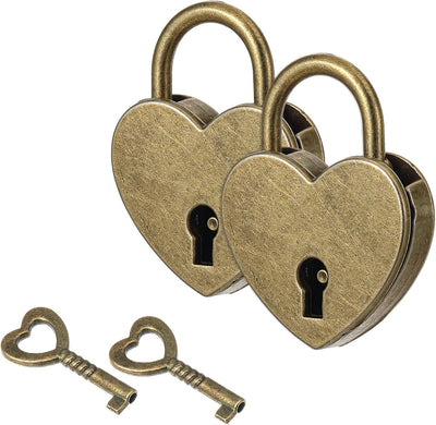 2 Pzas Candado Corazón Metal para Joyero y Almacenamiento
