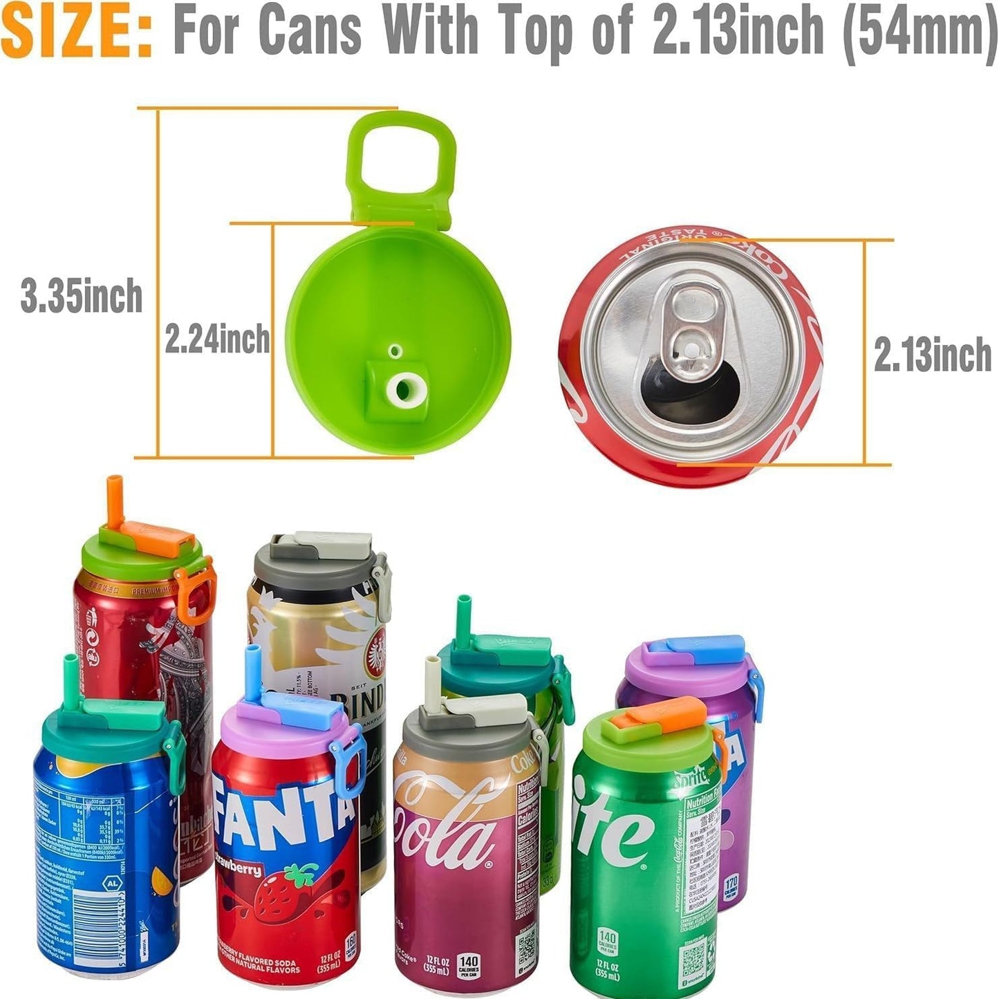 Tapas latas soda set 4 reutilizables con pajitas