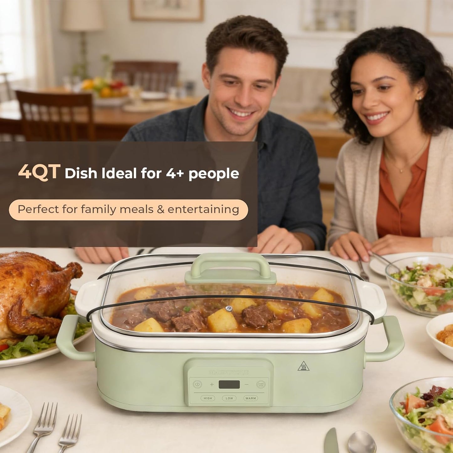Cacerola 4qt con plato cerámica para hornear apta horno