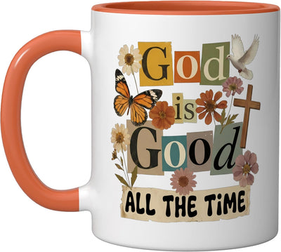 Taza cerámica para Pascua con collage floral cristiano God Is Good All The Time