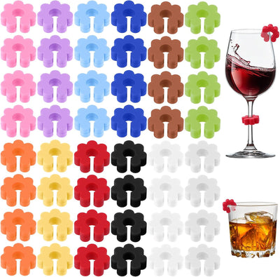 48 Marcadores Silicona Etiquetas Vidrio Reutilizables Tazas Vino