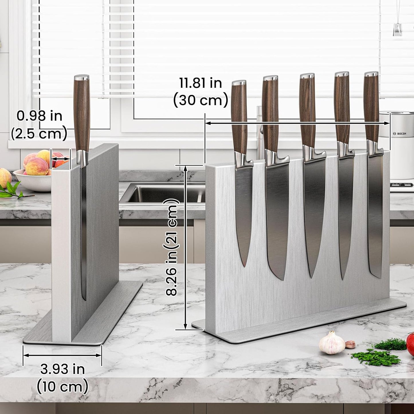 Porta cuchillos magnético acero inoxidable doble cara para cocina
