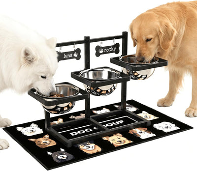 Cuencos perros grandes 6 alturas ajustables 3 cuencos 57.5oz