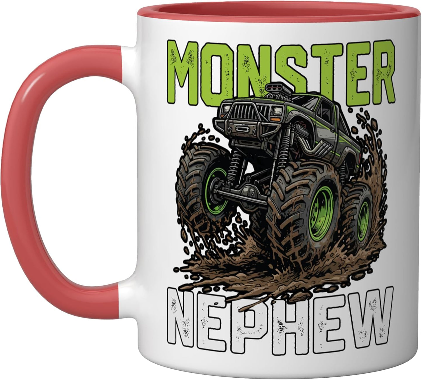 Taza cerámica Monster NEPHEW para camionero familia roja/blanca