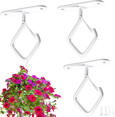 Ganchos techo para plantas campanillas viento metal blanco set 3