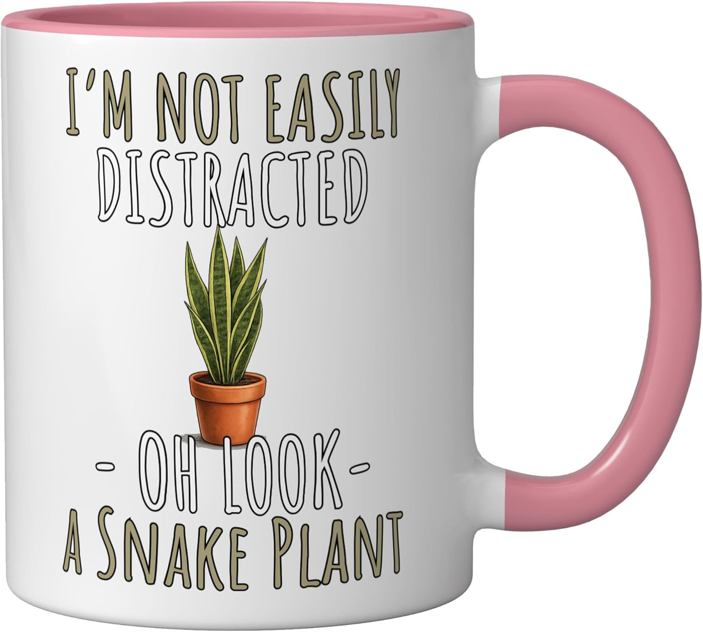Taza de cerámica diseño botánico planta serpiente rosa/blanca
