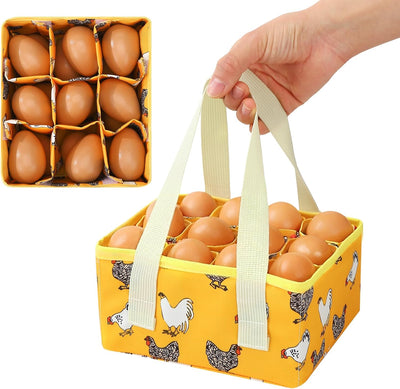 Cesta recolección huevos 9 bolsas soporte plegable lona