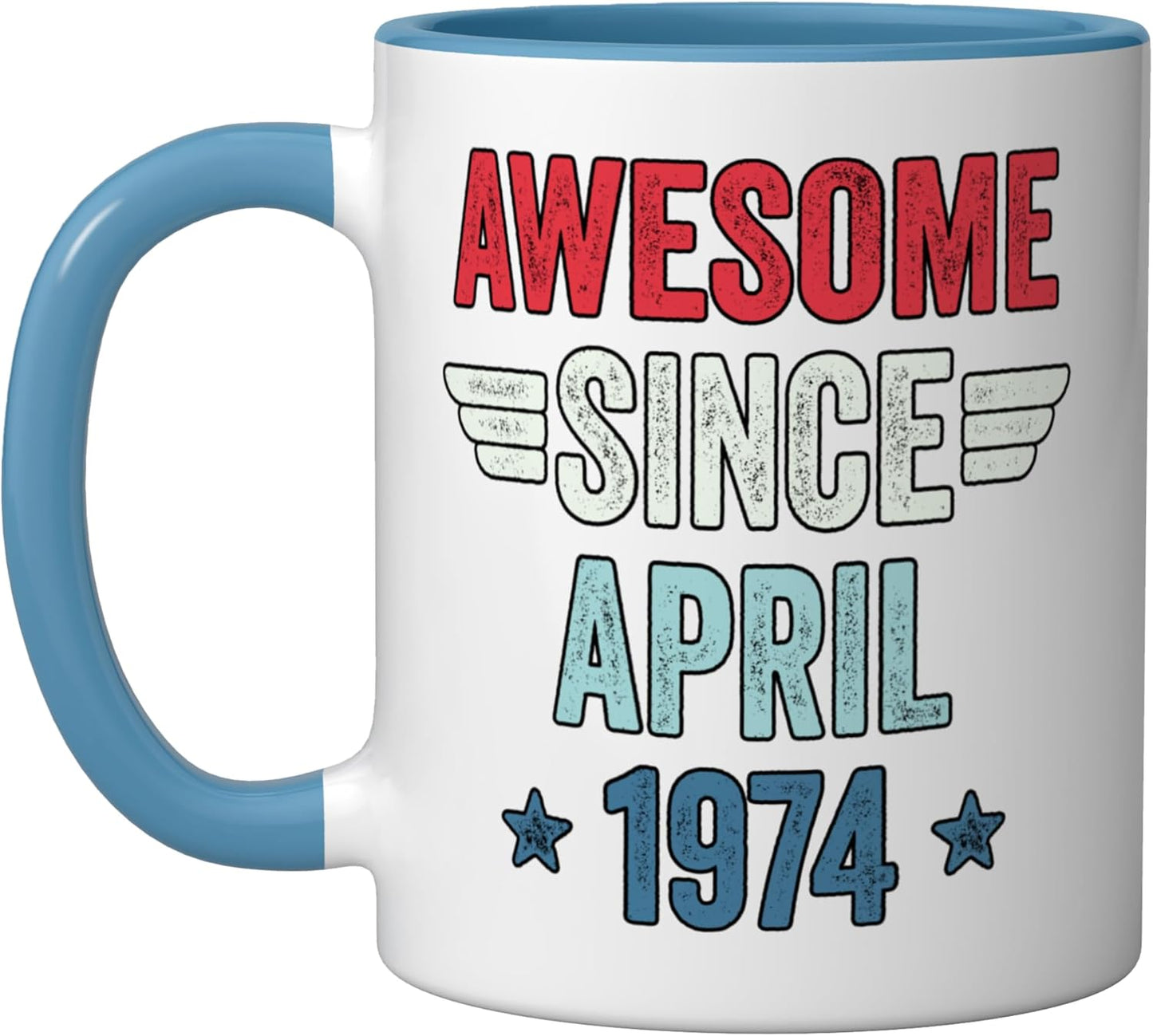 Taza cerámica azul/blanco desde abril 1974