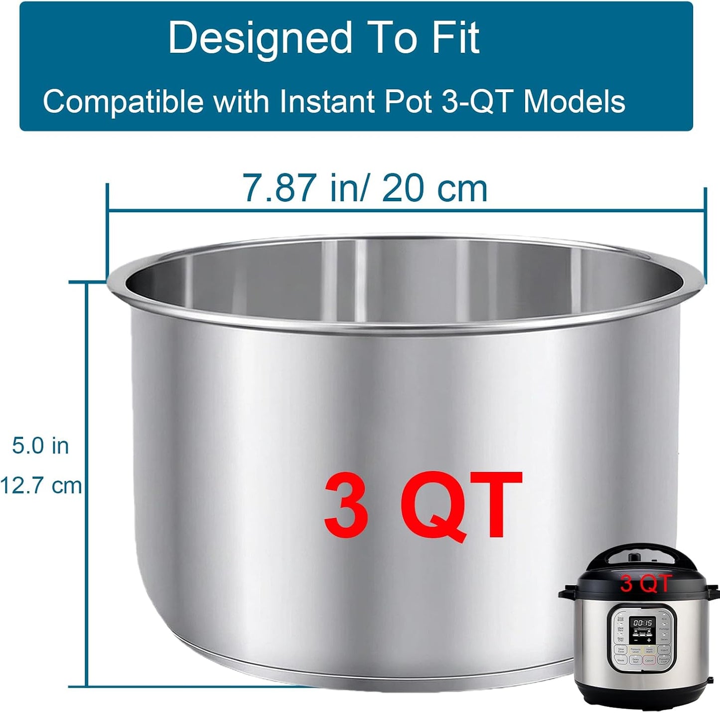Olla interior acero inox 304 para Instantpot 3qt