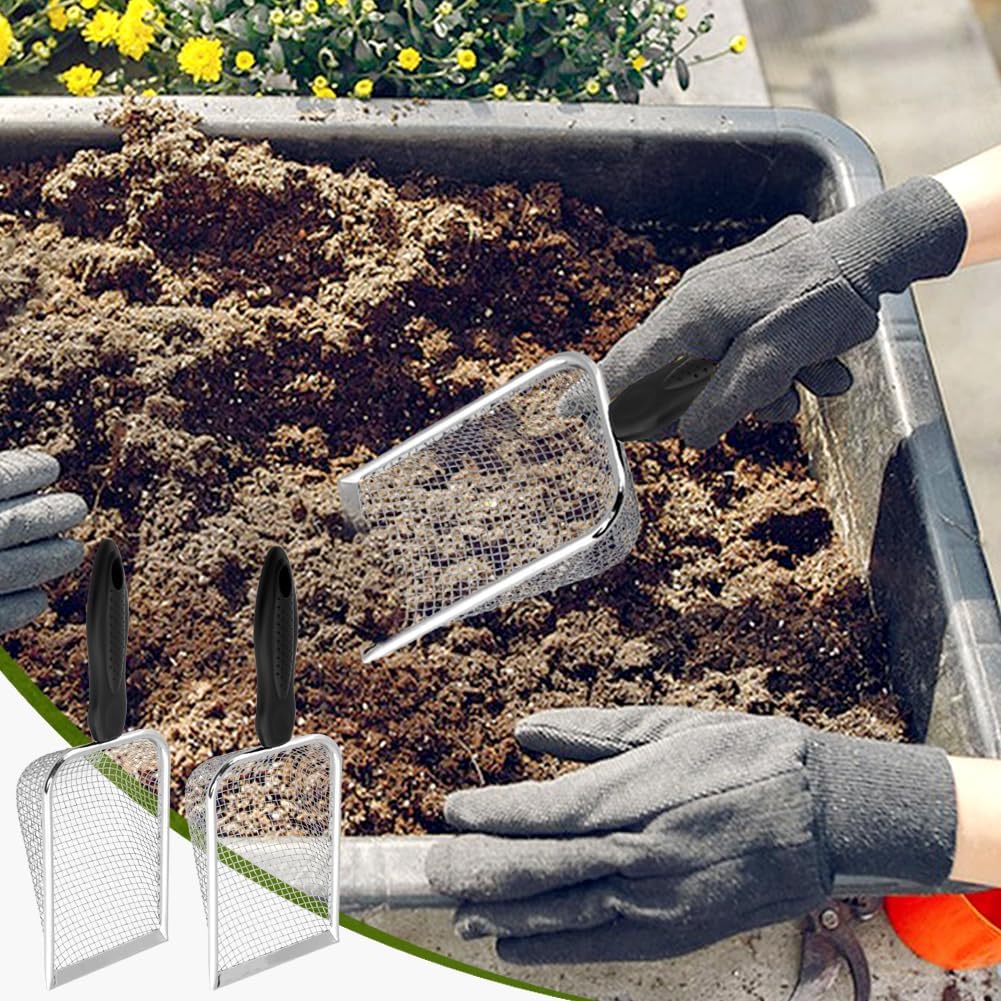 Set 2 Tamices Tierra Jardinería Acero Inox 0.150x0.197pulg