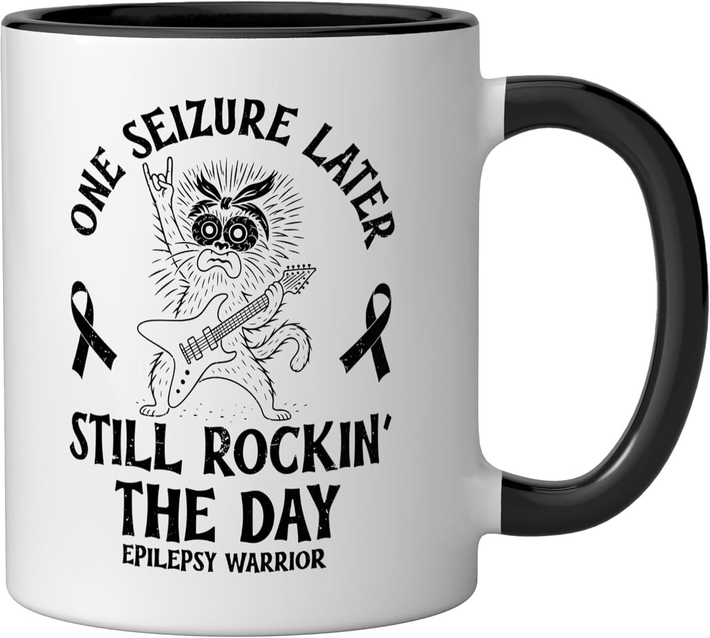 Taza Cerámica Epilepsia Con Dibujo Negro/Blanco