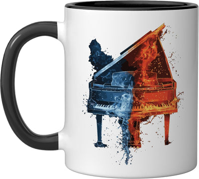 Taza de cerámica colorida Piano negro/blanco