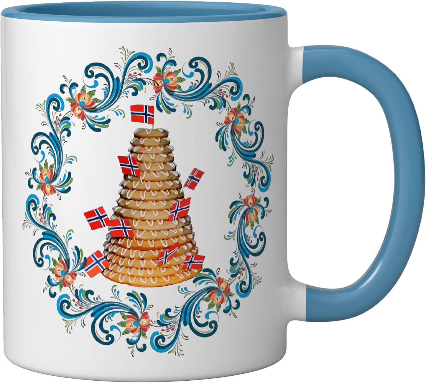 Taza Cerámica Kransekake Azul Blanco