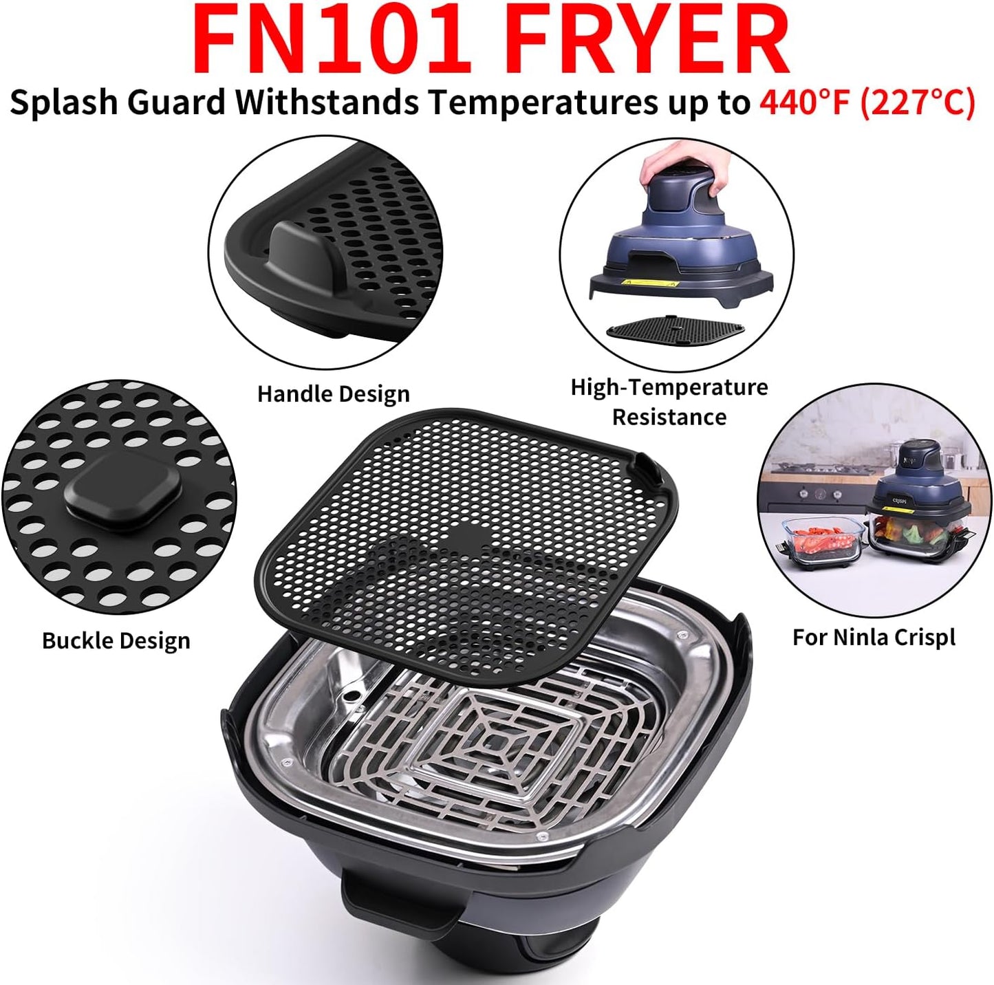 Alfombrilla de silicona para freidora Ninja Crispi FN101 azul oscuro y negro