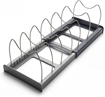 Estante organizador para tapa de olla expandible de 12 a 22 pulgadas con 7 divisores de acero