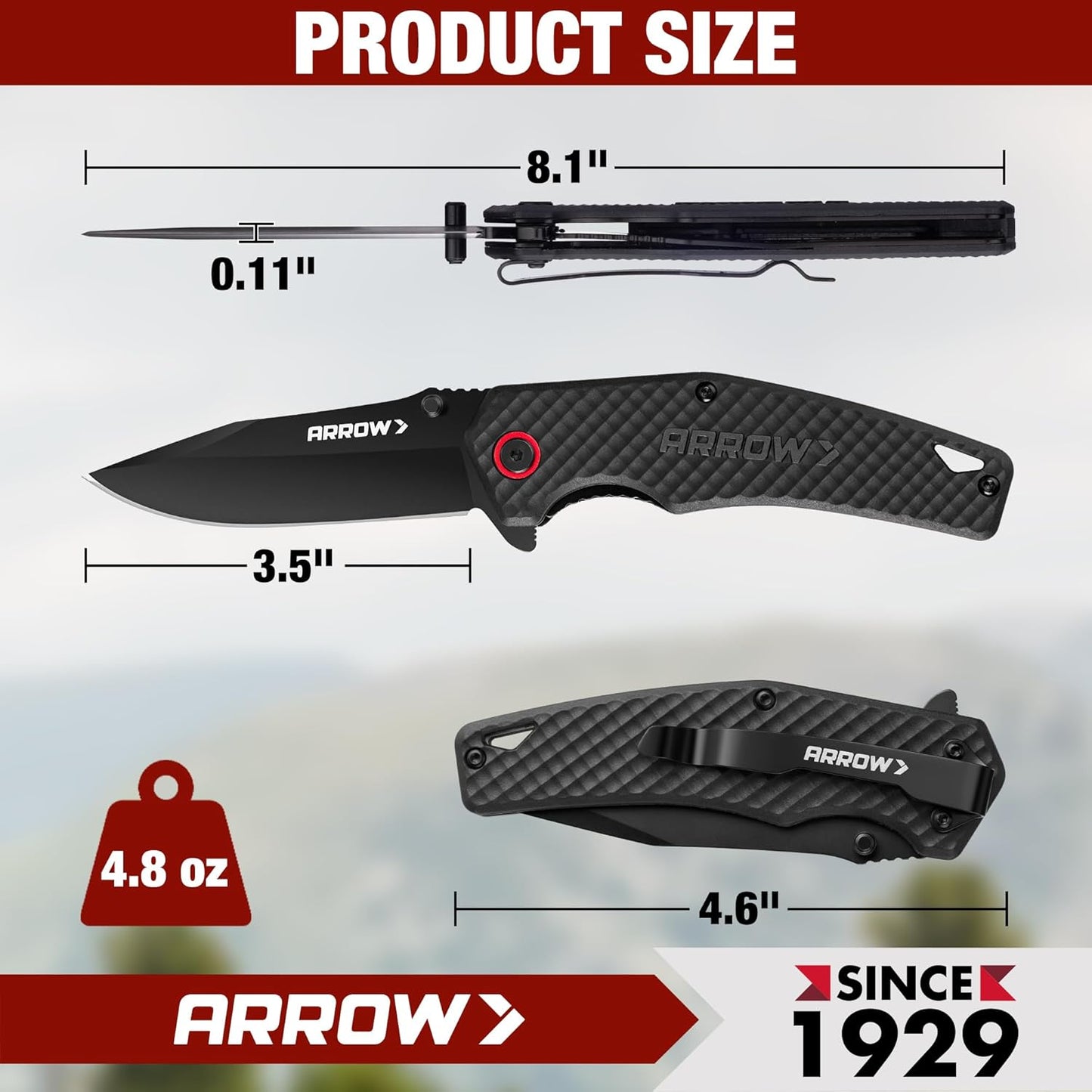 Cuchillo plegable táctico acero inox 3.5pulg con bloqueo