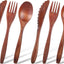 6 Utensilios Madera para Comer Reutilizables