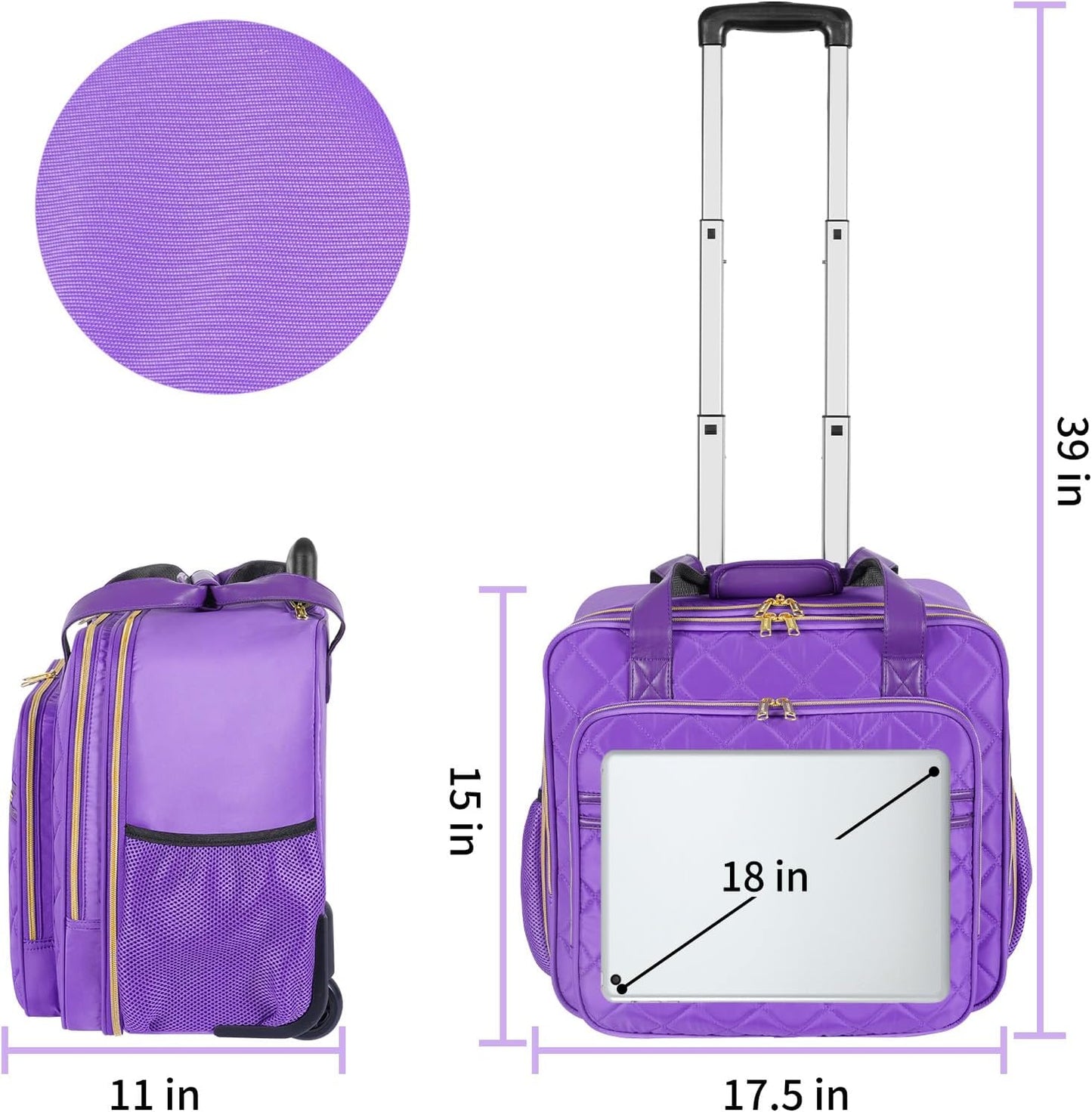 Bolsa con ruedas para laptop color púrpura