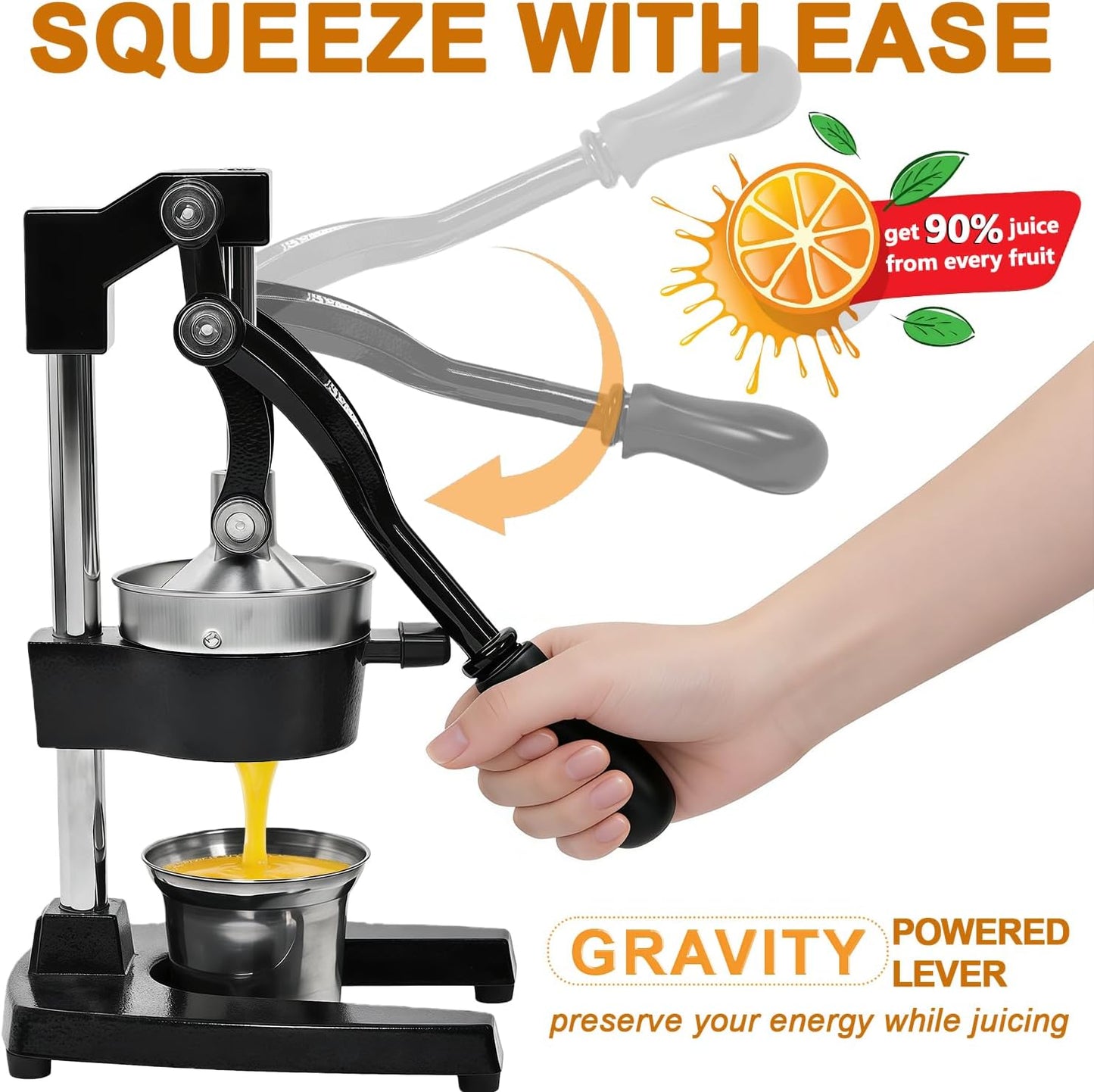 Exprimidor de naranjas acero inox grande manual para uso comercial