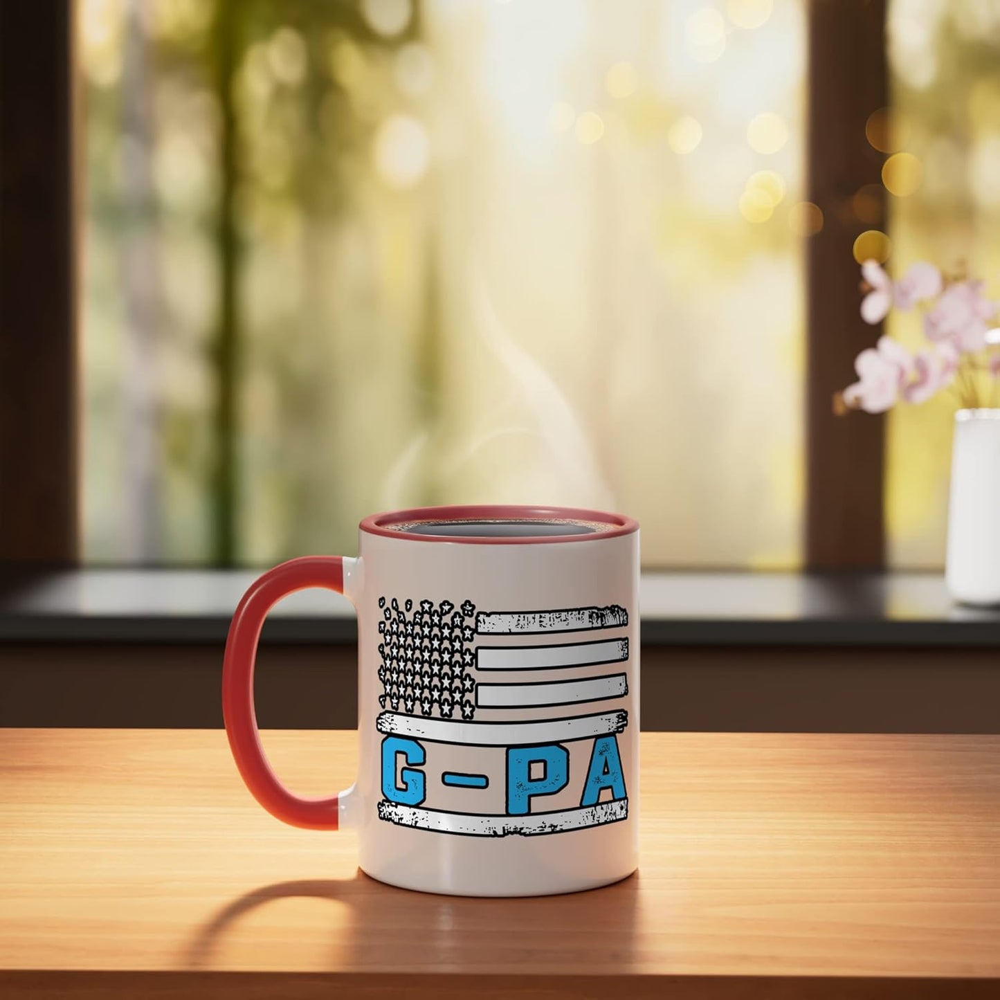Taza Cerámica Bandera Americana Roja/Blanca