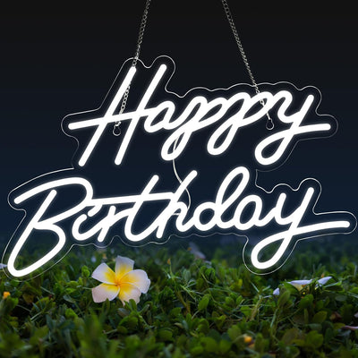 Letrero neón feliz cumpleaños con luz LED USB