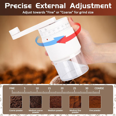 Molinillo de café manual con 95 rebabas cerámica ajustable para granos y polvo