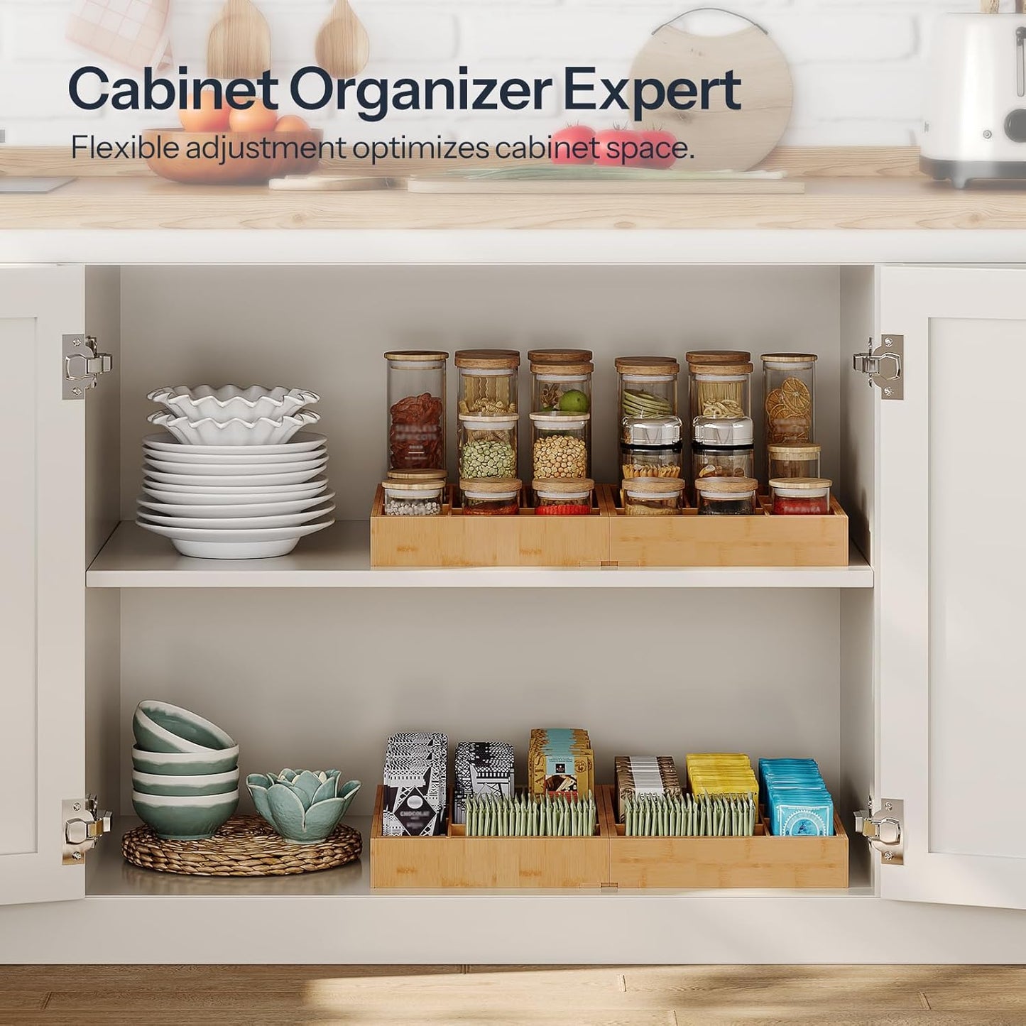 Organiz. utensilios acero inox expandible para cocina set 2