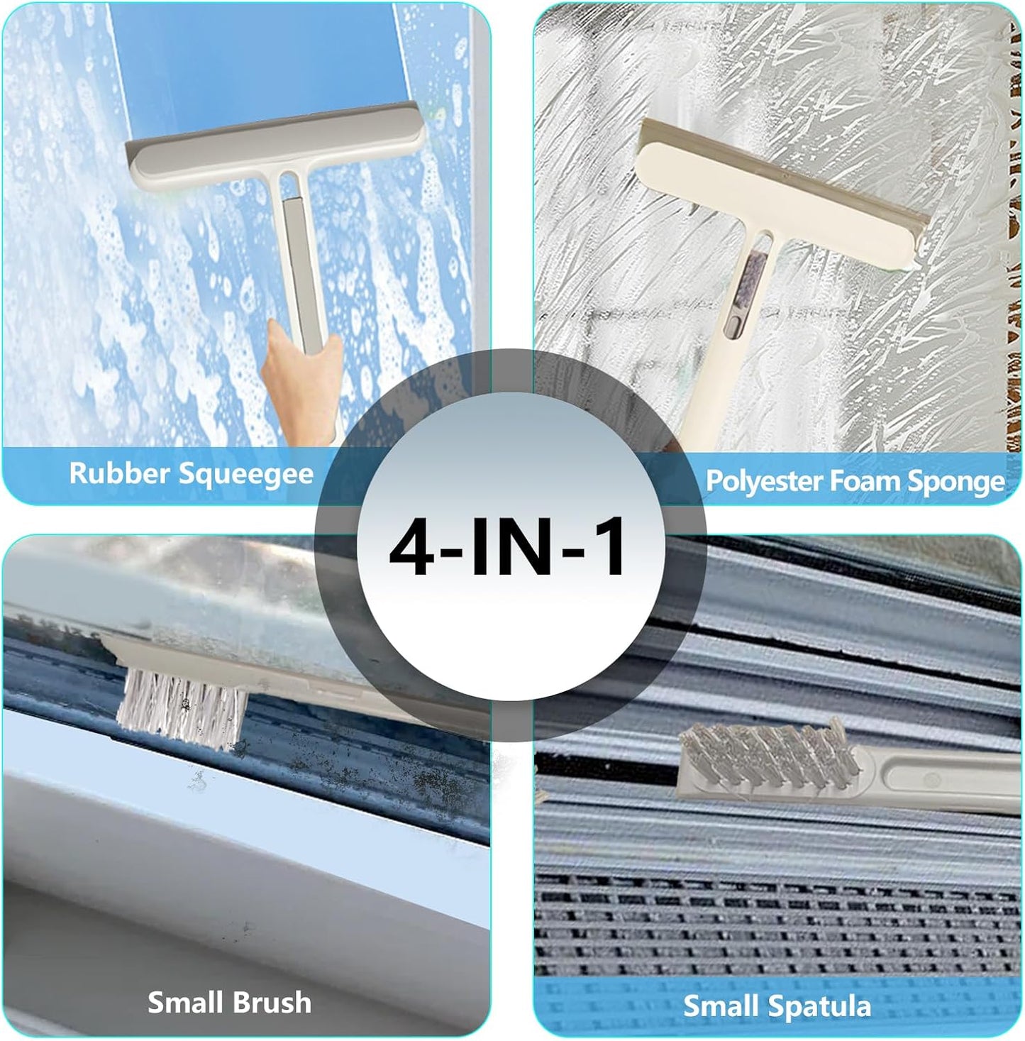 Squeegee 4en1 para vidrio ducha puertas ventanas estufa