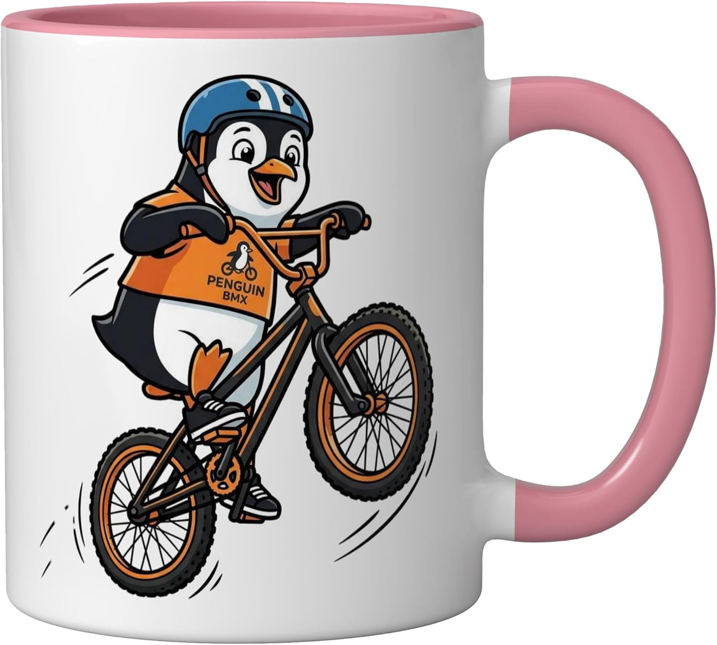 Taza Cerámica BMX Penguin Estilo Hielo Rosa/Blanco