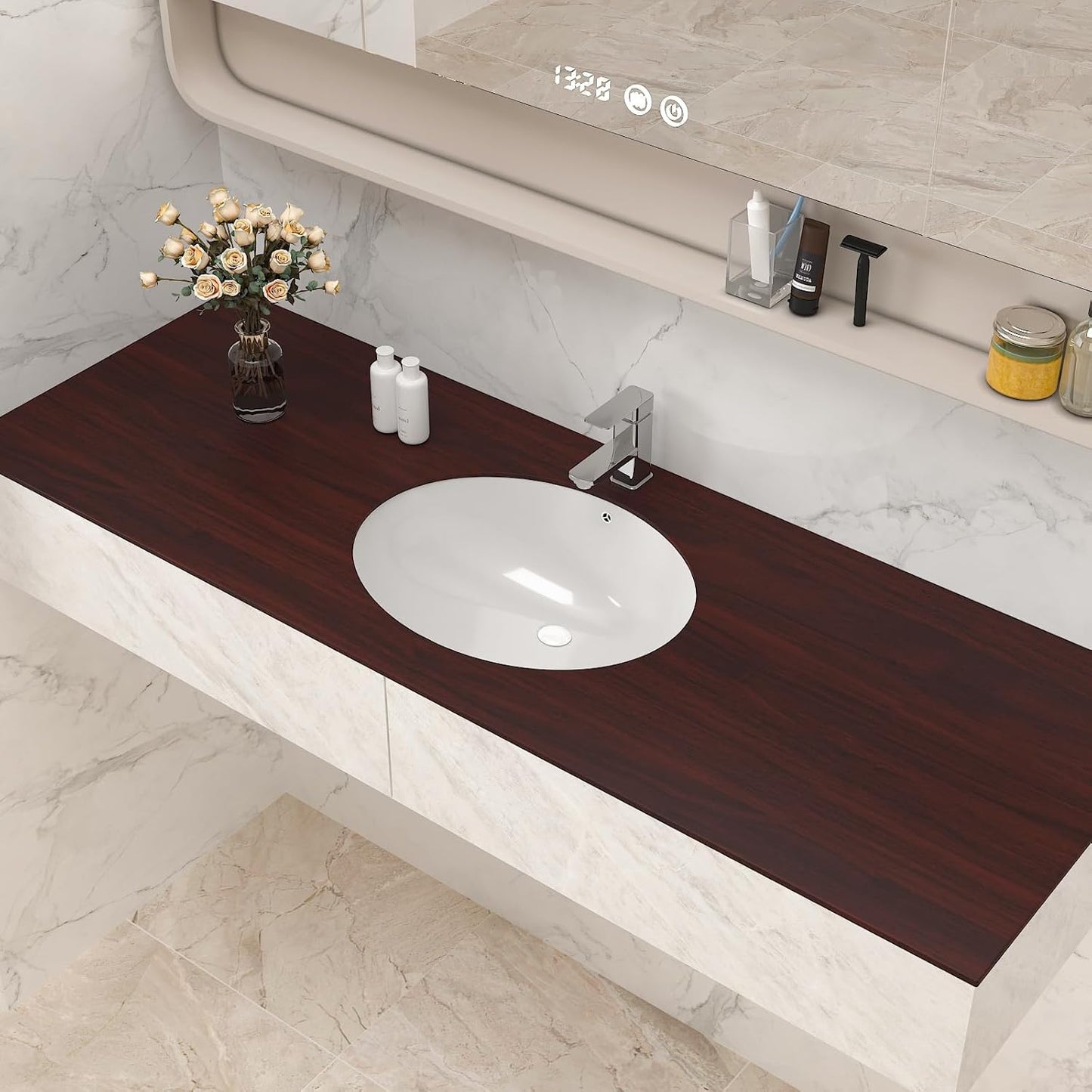 Papel contacto madera rojo burdeos autoadhesivo para cocina baño