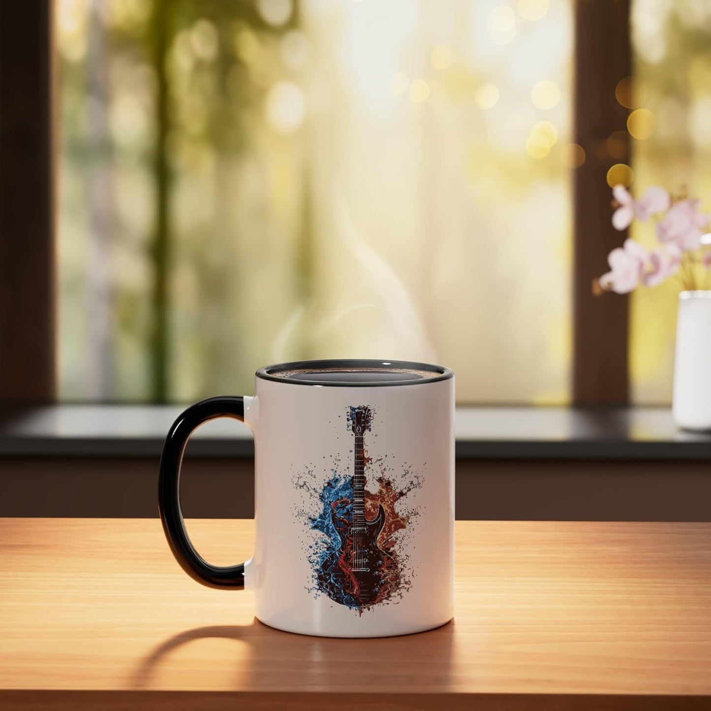 Taza Cerámica Guitarra Negro/Blanco