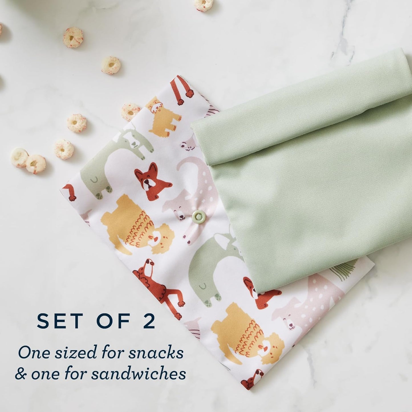Bolsas reutilizables Esembly Snack Sammy para bocadillos y sándwiches - Juego de 2