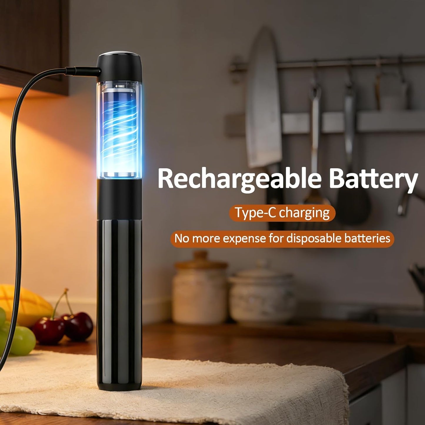 Espumador leche recargable batidor acero inox estuche capuchino