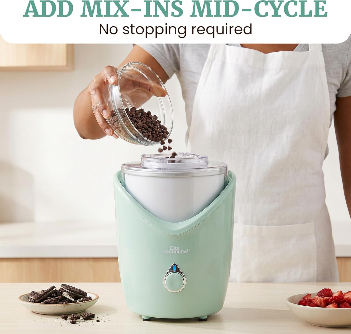 Máquina helados 2qt eléctrica con congelador doble