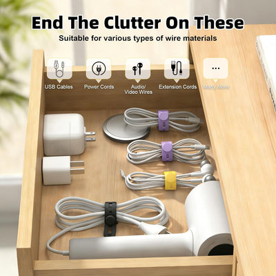 28 Bridas Silicona Reutilizables Organizador Cables Ajustable