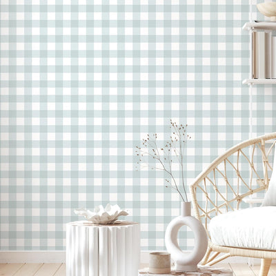 Papel tapiz cuadros azules gingham autoadhesivo extraíble