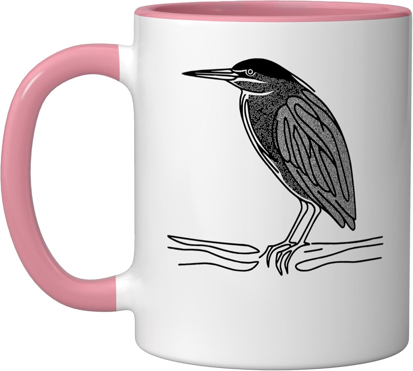 Taza Cerámica Birdwatcher Estilo Pavo Real Rosa/Blanco