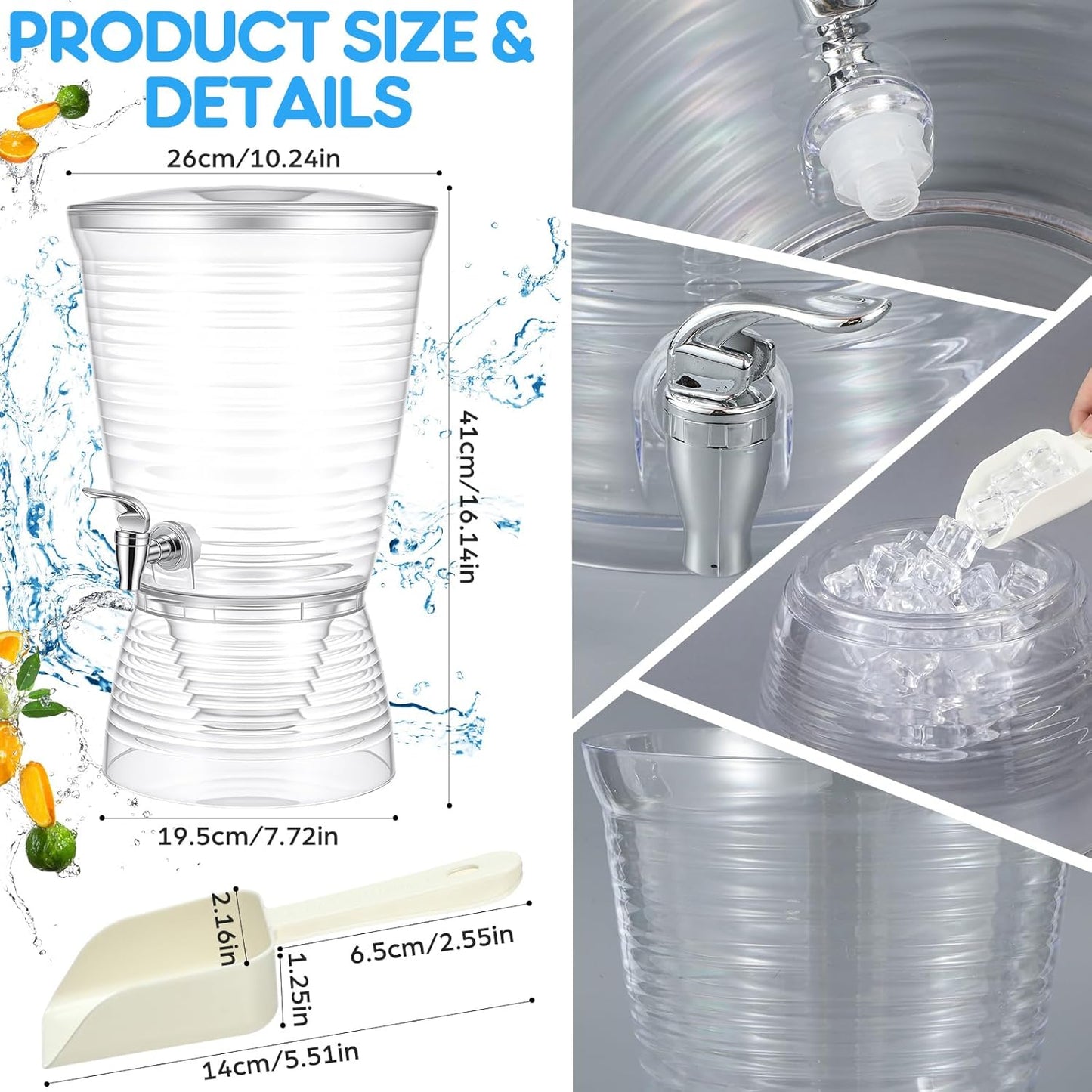 4 Set Dispensadores Bebidas Acrílicos Con Bandeja Condimentos