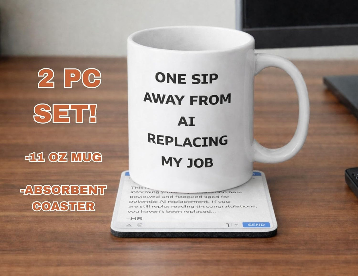 Juego de tazas para coworkers con humor en oficina 11 oz cerámica