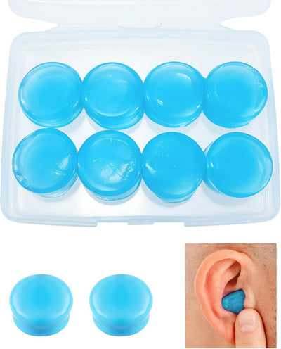 4 Pzas Tapones Silicona Reutilizables Con Cancelación Ruido Azul