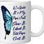 Taza de cerámica para abuelos con mariposa blanca