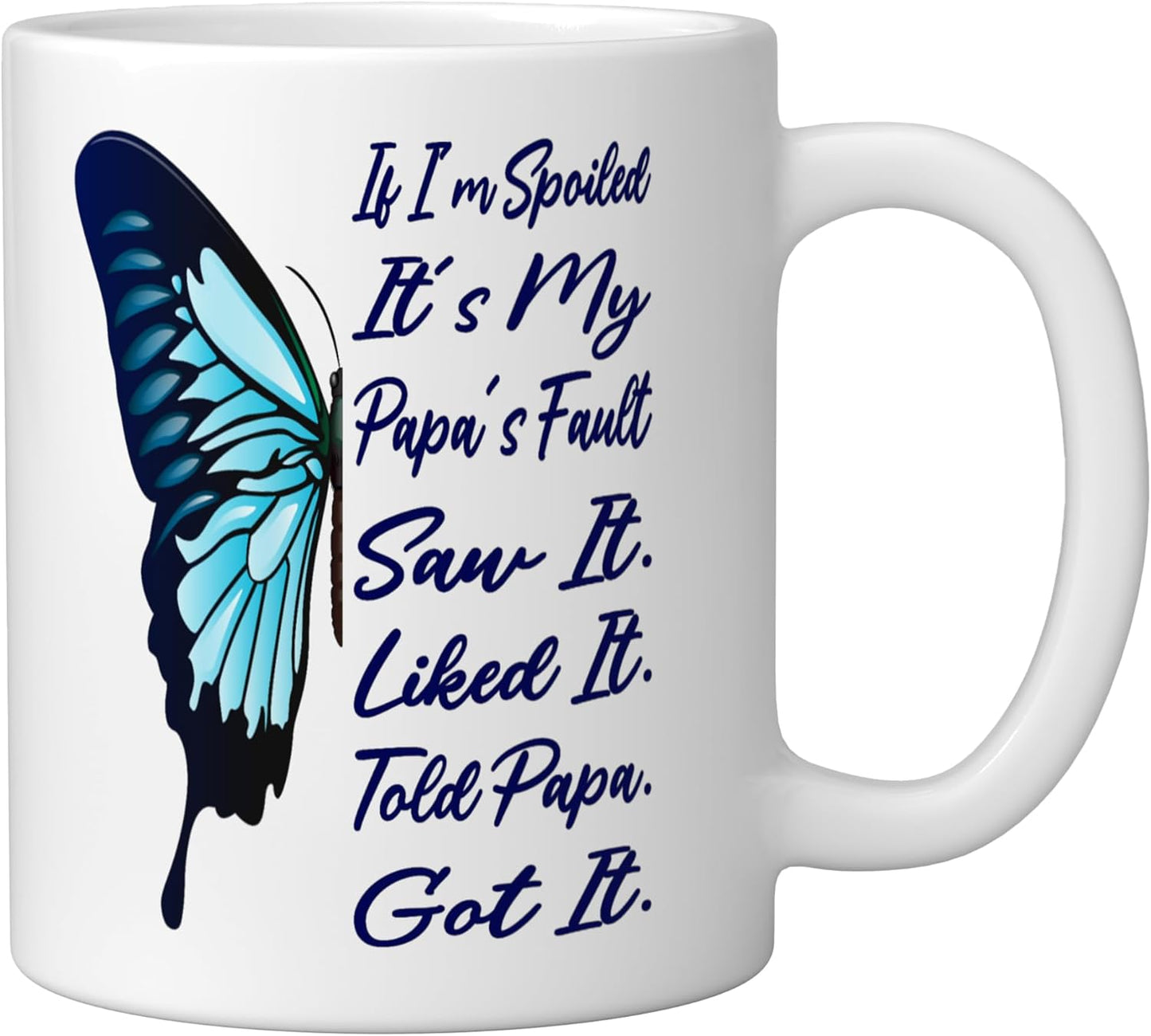 Taza de cerámica para abuelos con mariposa blanca