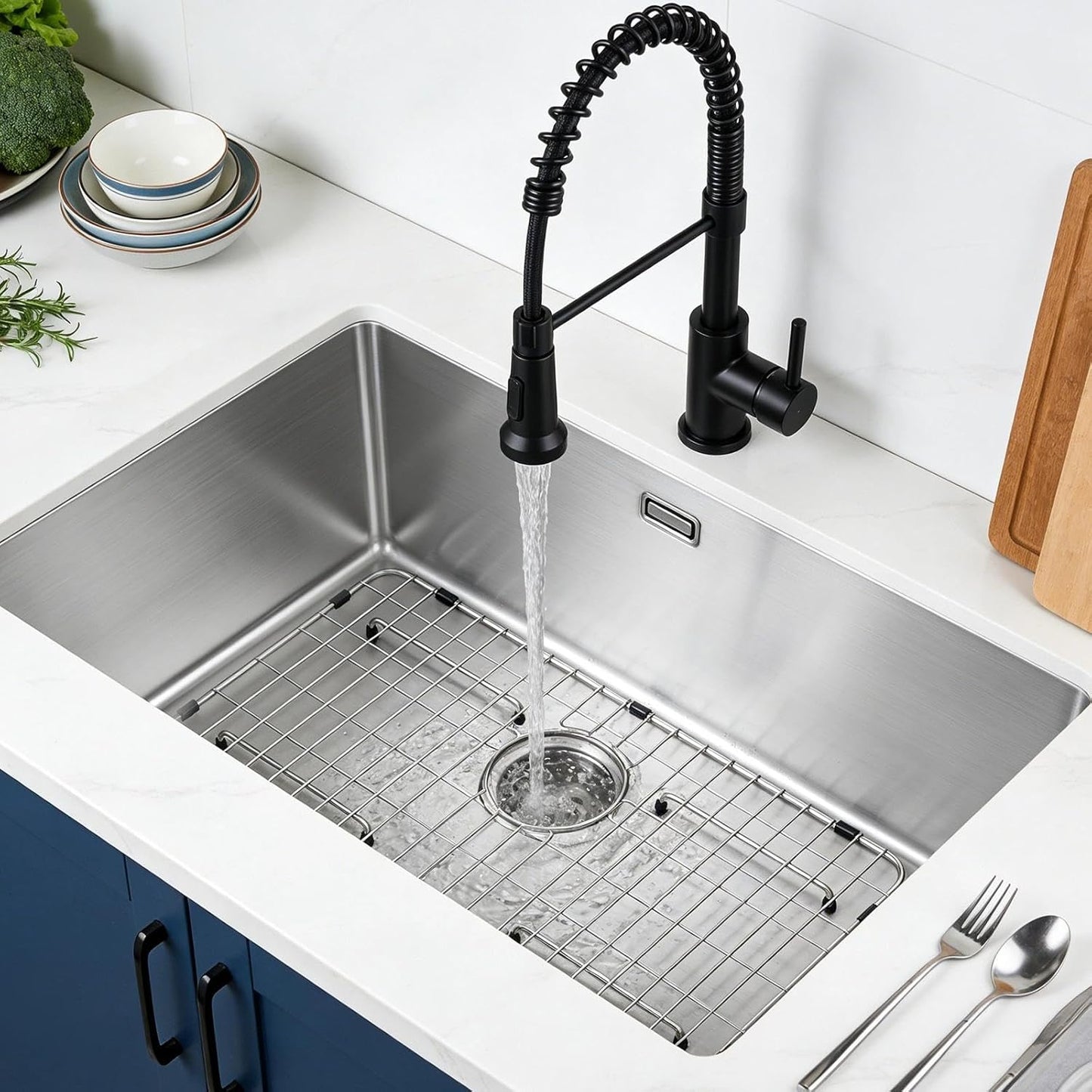 Rejilla acero inox 304 para fregadero patas goma 26x14