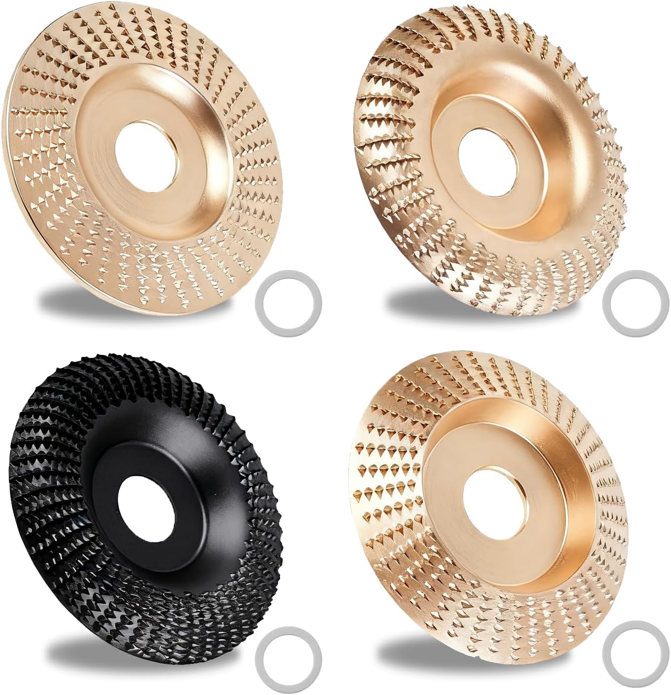 Juego 4 discos molienda madera 4-4.5pulg eje 5/8