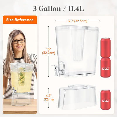Dispensador de bebidas 3 galones para fiestas con soporte y núcleo de hielo sin BPA