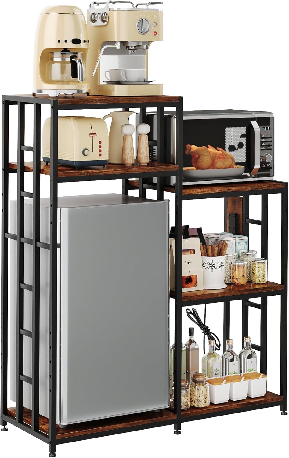 Soporte refrigerador con gabinete 6 niveles y toma corriente