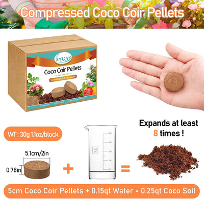 50 Pzas Pellets Coco 1.969pulg Tierra para Macetas